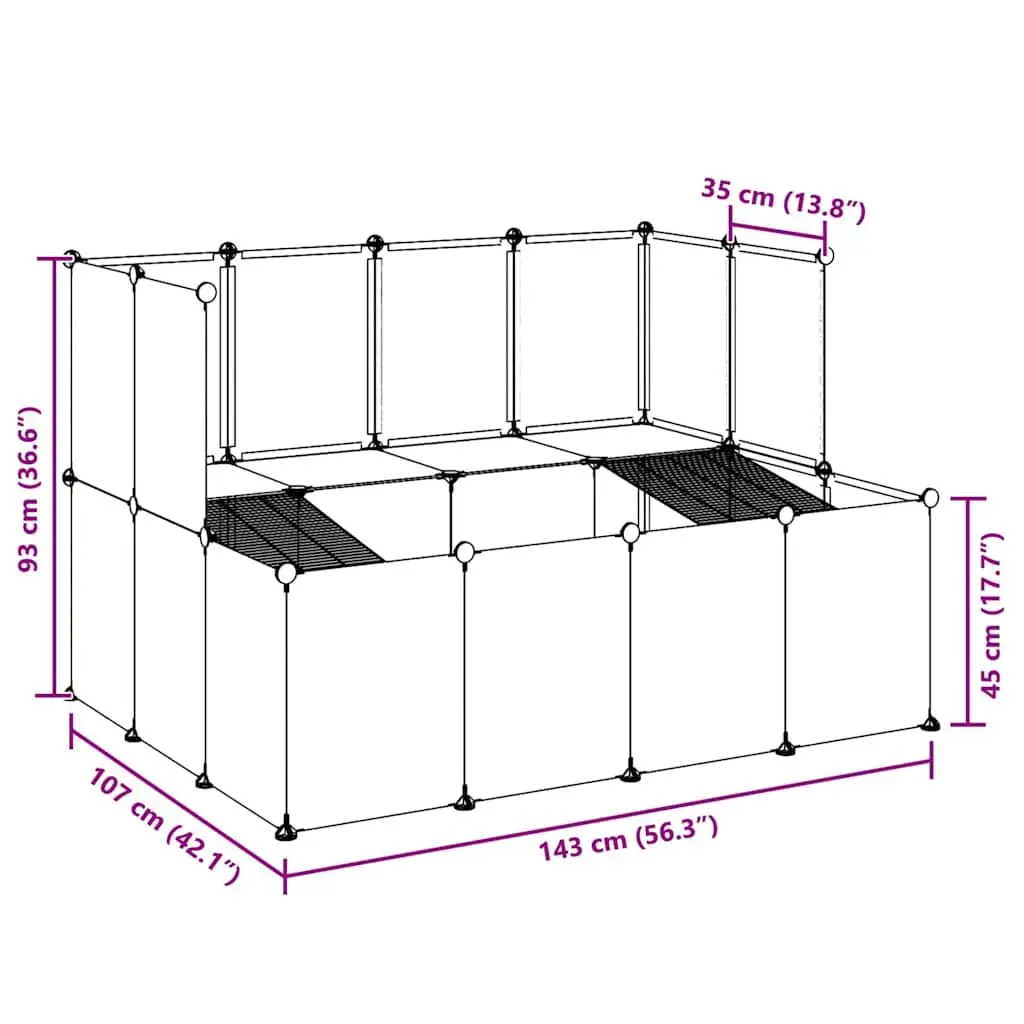 Small Animal Cage PP Plastic Steel Frame 143x107x93 cm Black