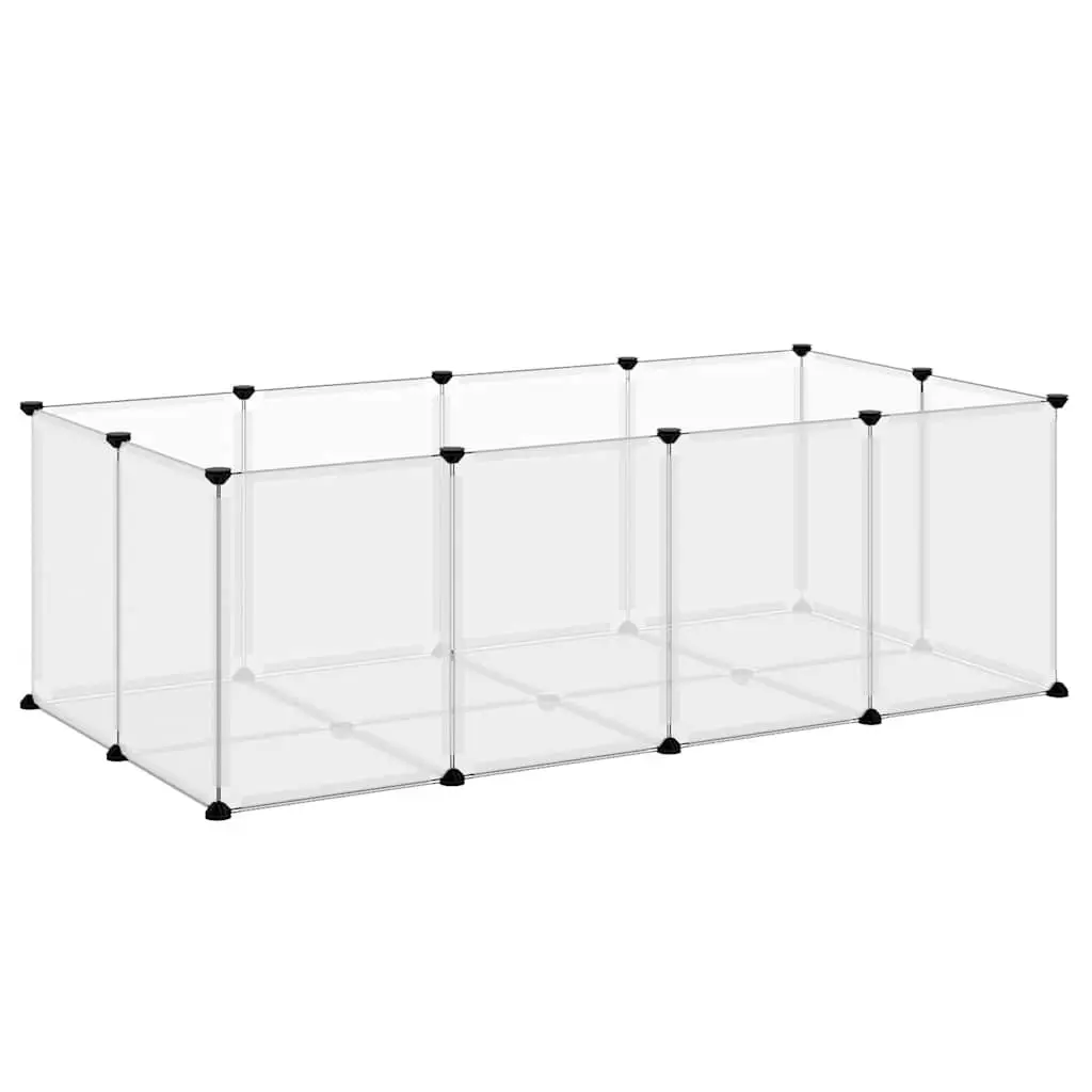 Small Animal Cage PP Plastic Steel Frame Enclosure 144 x 74 x 46.5 cm Transparent