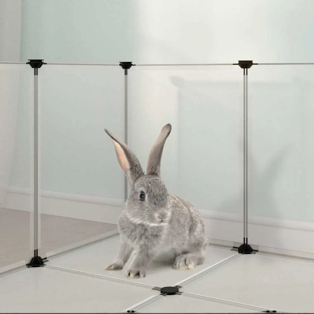 Small Animal Cage PP Plastic Steel Frame Enclosure 144 x 74 x 46.5 cm Transparent