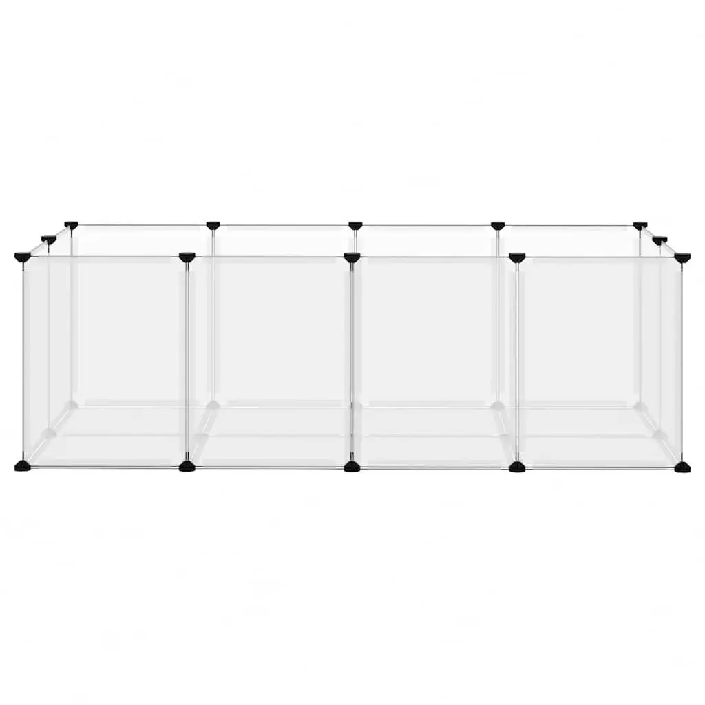 Small Animal Cage PP Plastic Steel Frame Enclosure 144 x 74 x 46.5 cm Transparent