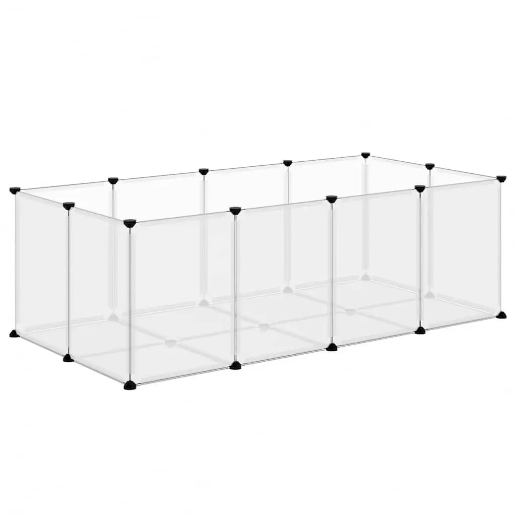 Small Animal Cage PP Plastic Steel Frame Enclosure 144 x 74 x 46.5 cm Transparent