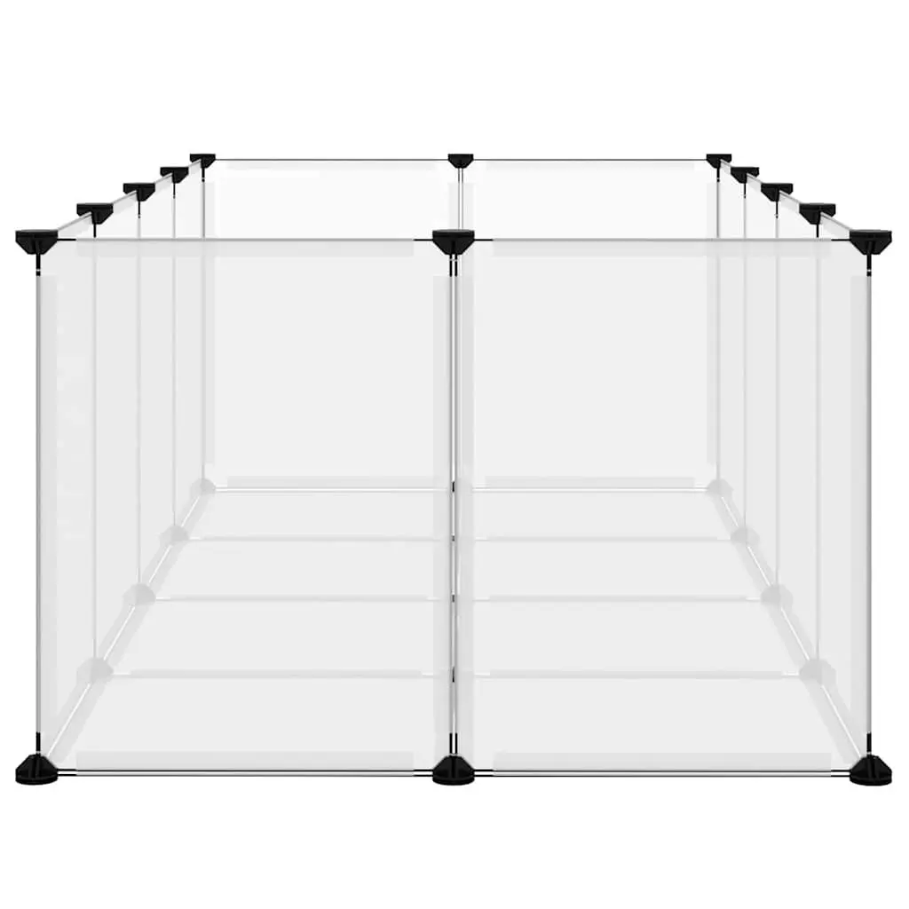 Small Animal Cage PP Plastic Steel Frame Enclosure 144 x 74 x 46.5 cm Transparent
