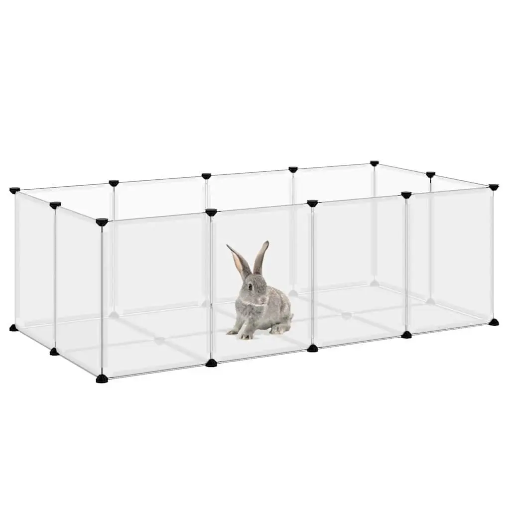 Small Animal Cage PP Plastic Steel Frame Enclosure 144 x 74 x 46.5 cm Transparent