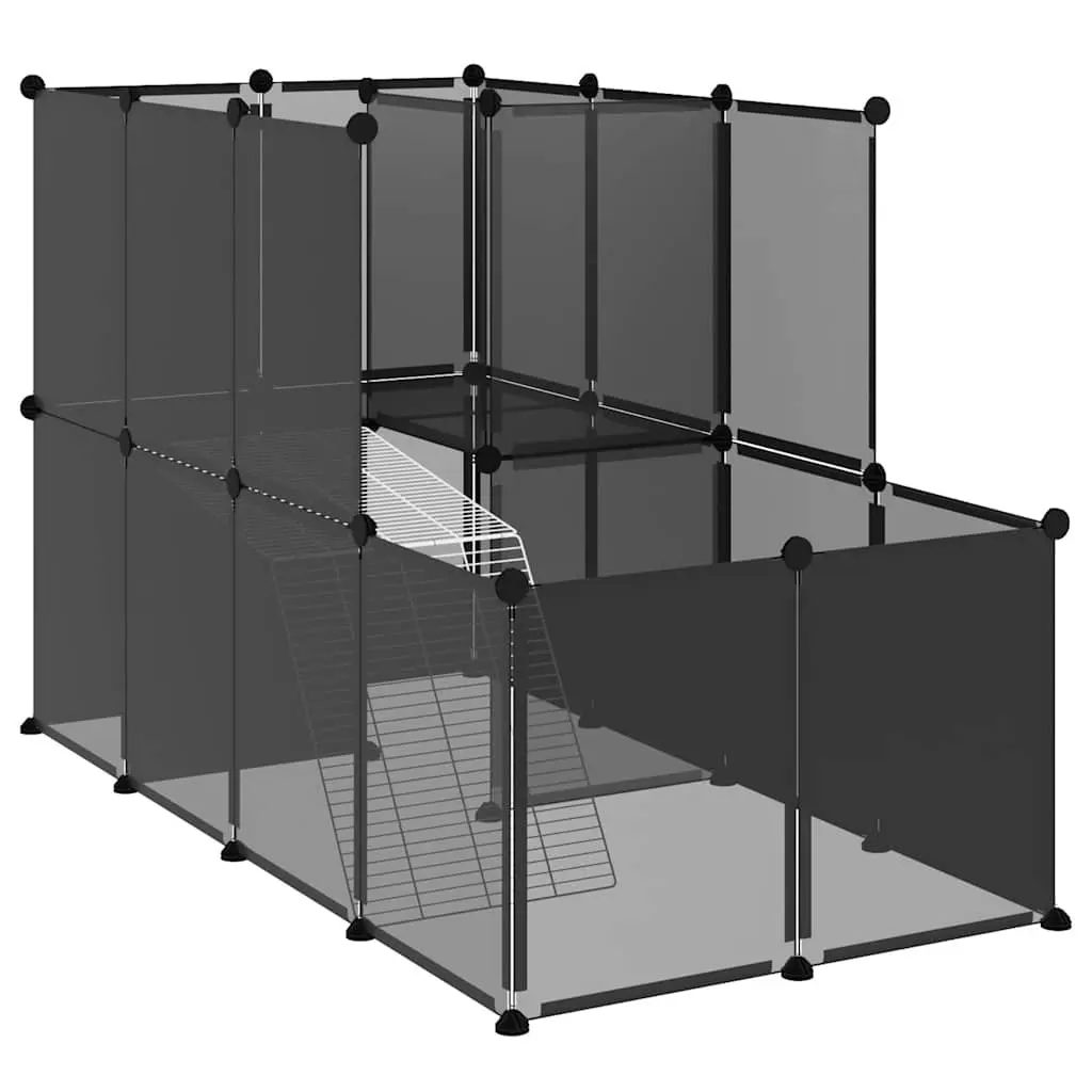 Small Animal Cage PP Plastic Steel Frame 142 x 74 x 93 cm Black