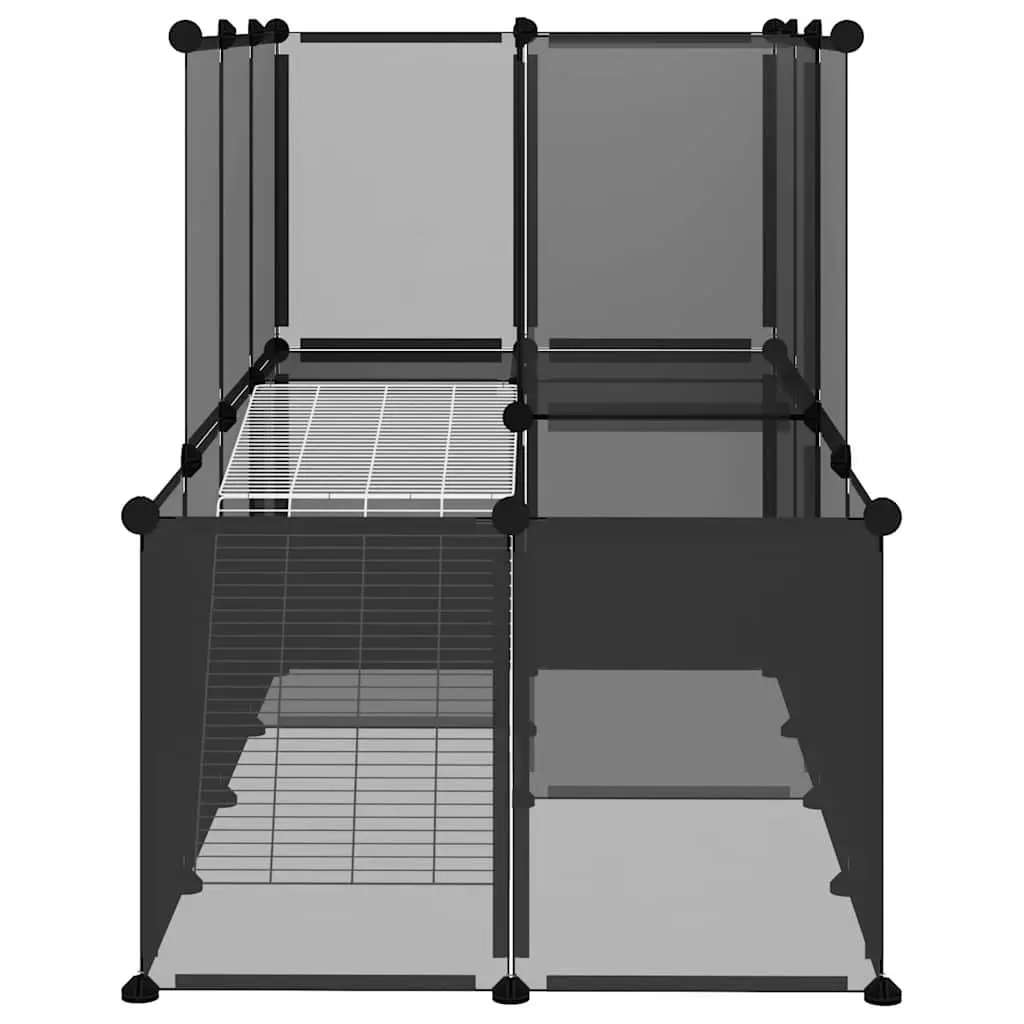 Small Animal Cage PP Plastic Steel Frame 142 x 74 x 93 cm Black