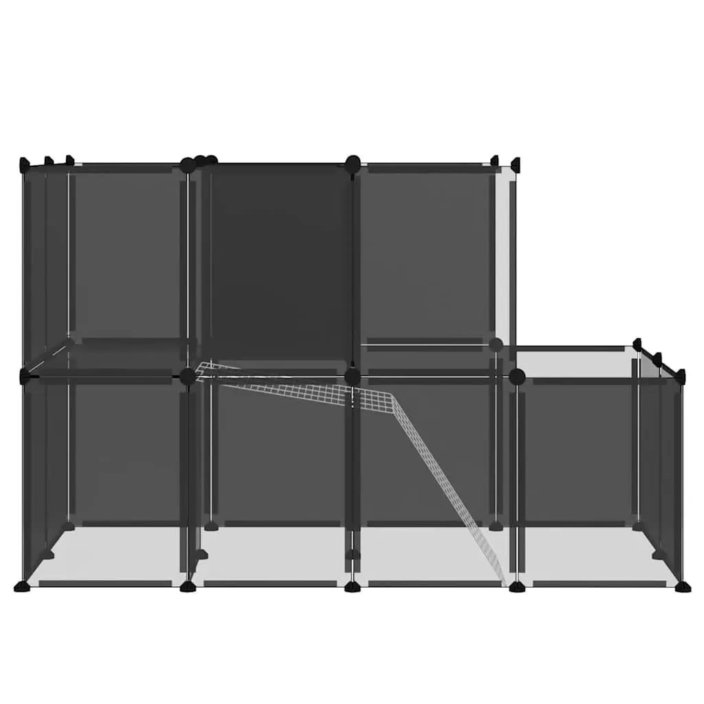 Small Animal Cage PP Plastic Steel Frame 142 x 74 x 93 cm Black