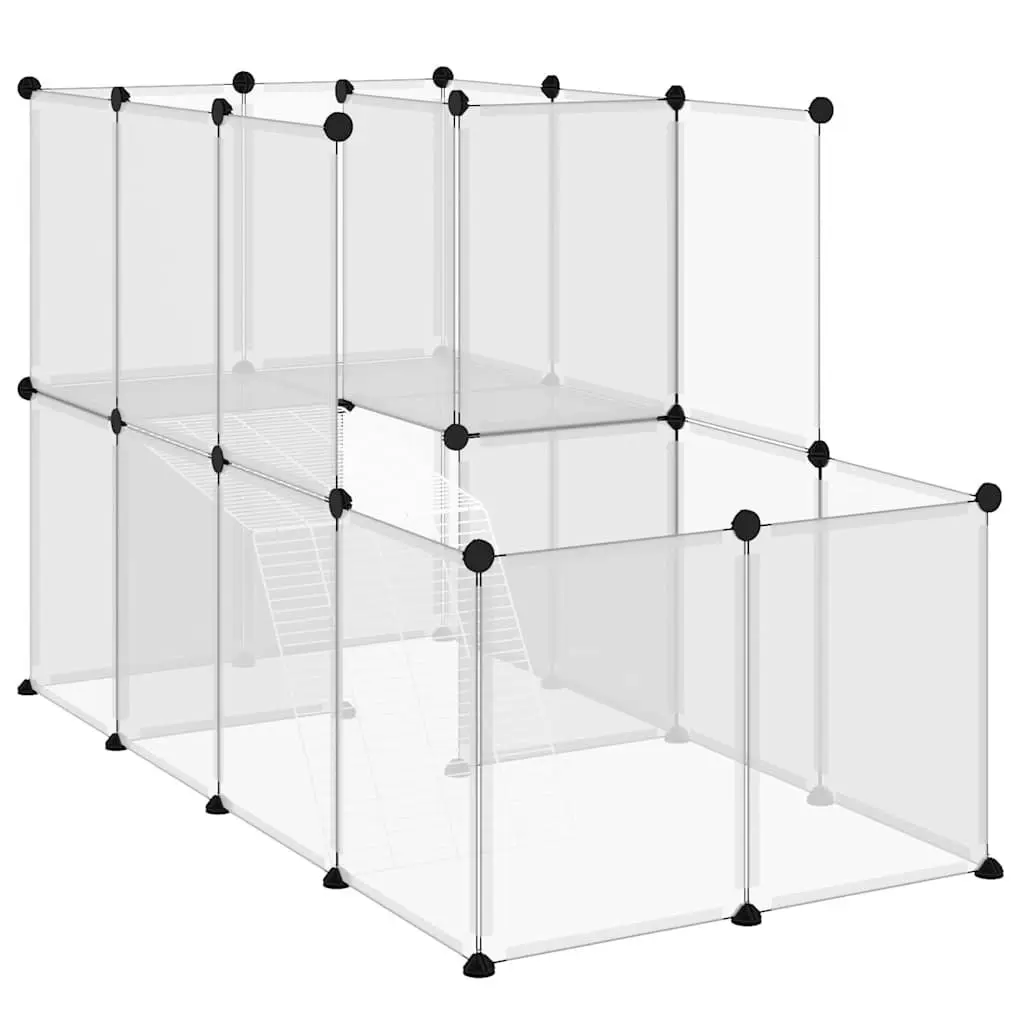 Small Animal Cage with Transparent Panels and Ladder