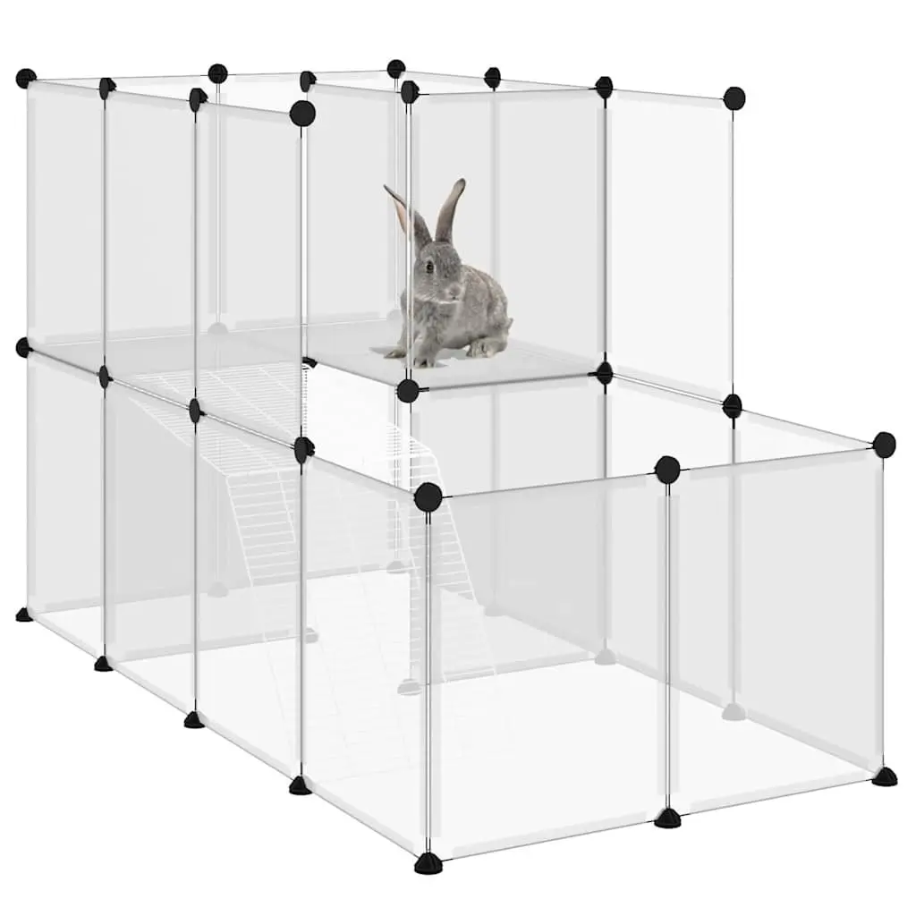 Small Animal Cage with Transparent Panels and Ladder
