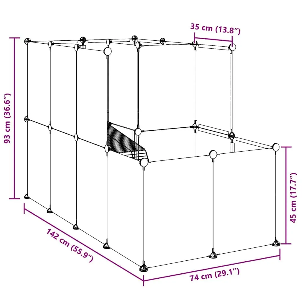 Small Animal Cage with Transparent Panels and Ladder