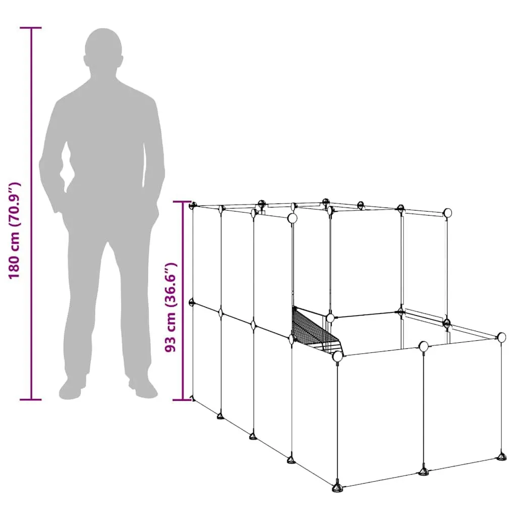 Small Animal Cage with Transparent Panels and Ladder