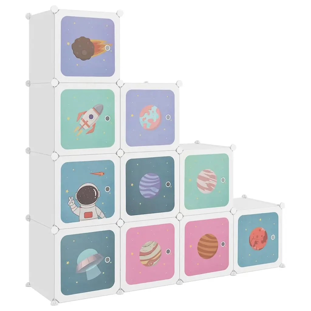 Kids Cube Storage Cabinet PP Plastic 10 Cubes White