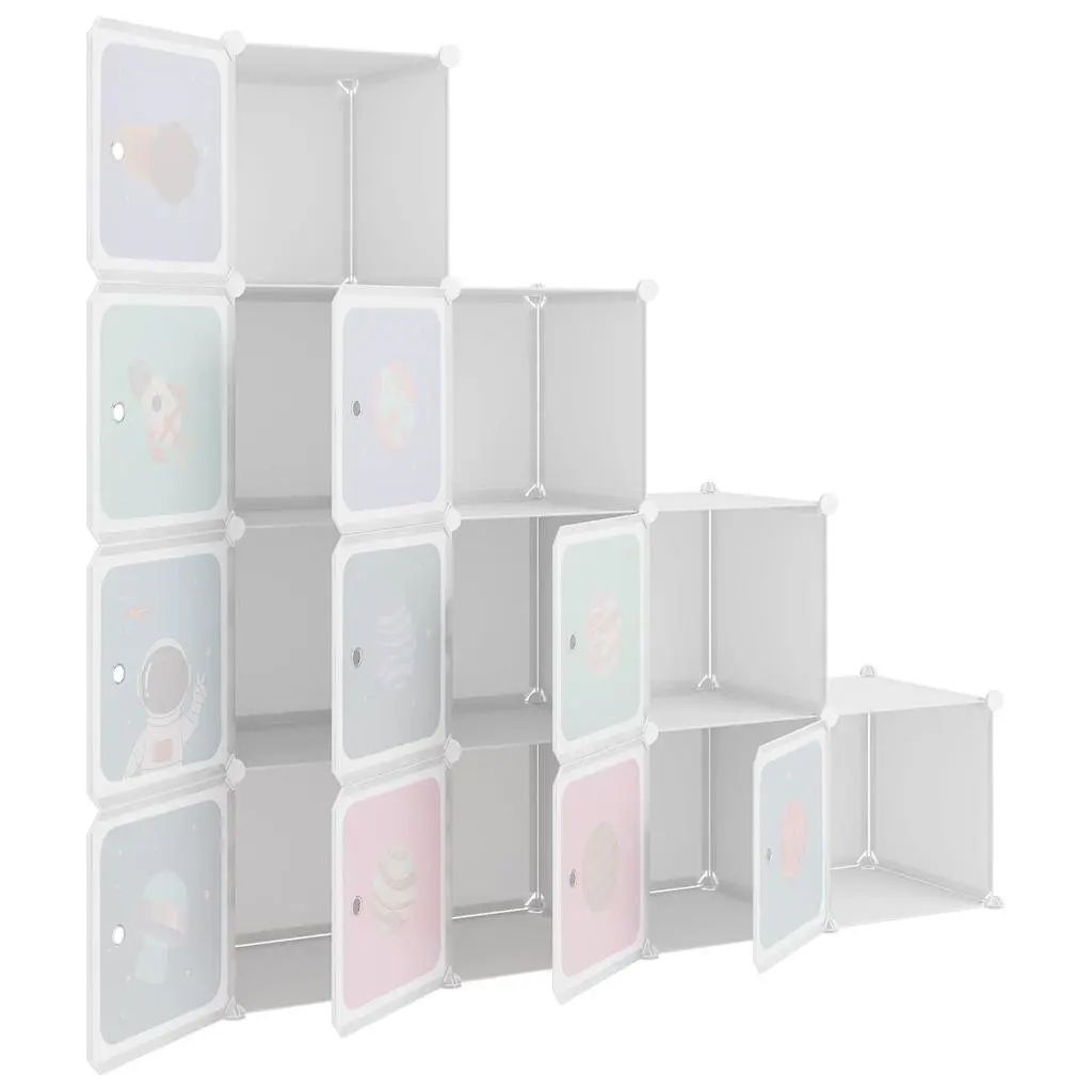 Kids Cube Storage Cabinet PP Plastic 10 Cubes White