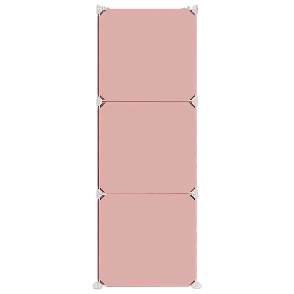 Cube Storage Cabinet PP Plastic Steel Frame 6 Cubes Pink