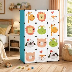 Durable Kids Cube Storage Cabinet with 12 Colourful Cubes