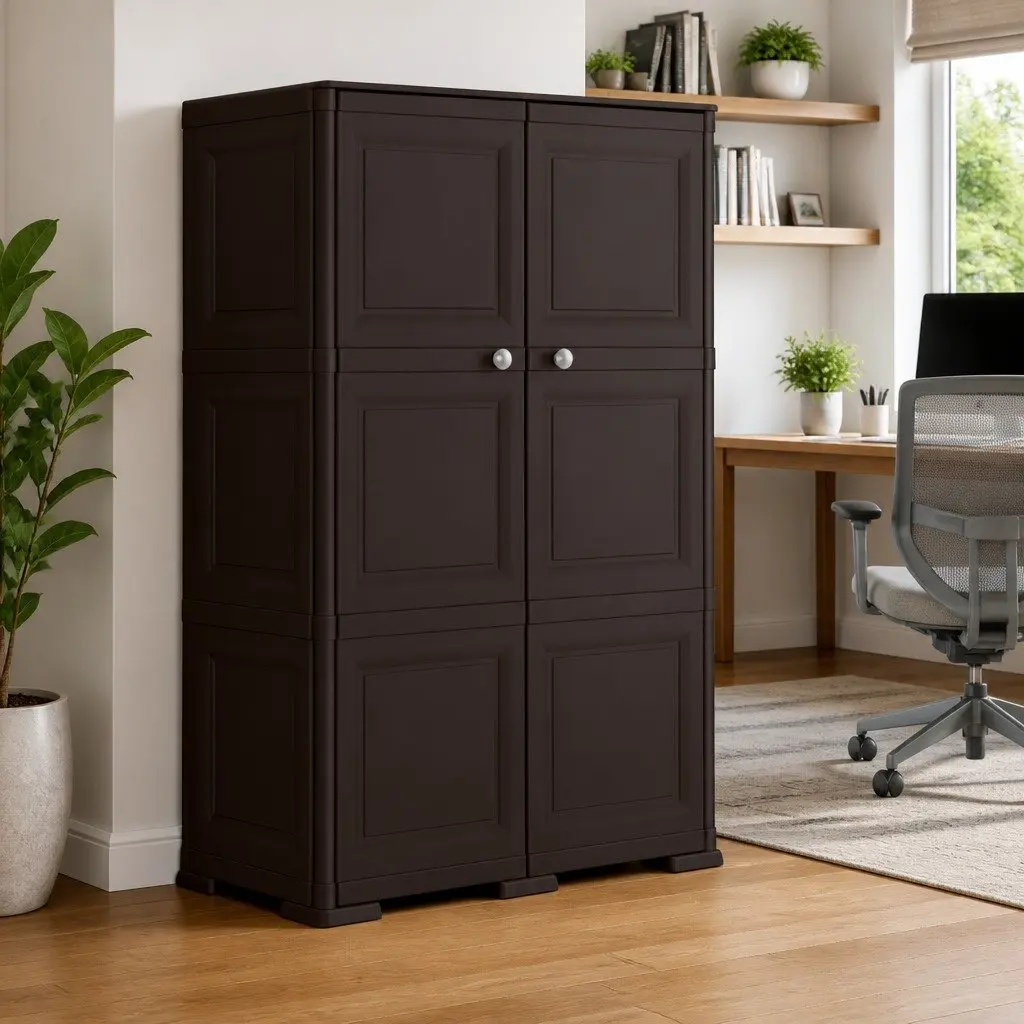 Plastic Storage Cabinet 79x43x125 cm in Brown