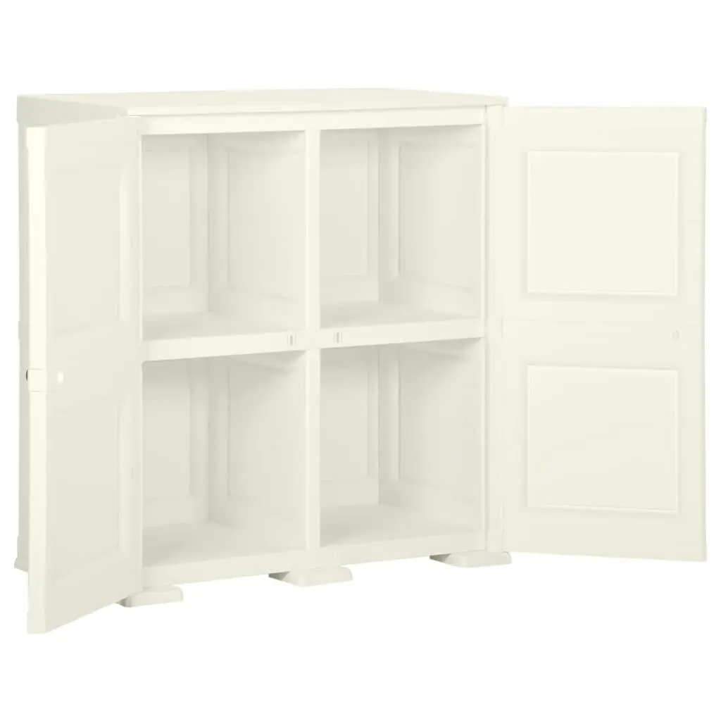 Plastic Storage Cabinet 79x43x85.5 cm Compact Home Organiser Cream Wood Design
