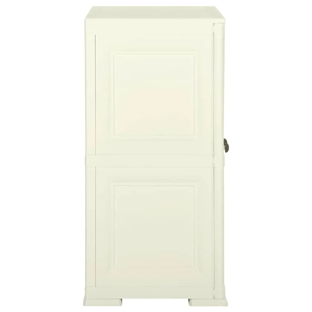 Plastic Storage Cabinet 79x43x85.5 cm Compact Home Organiser Cream Wood Design