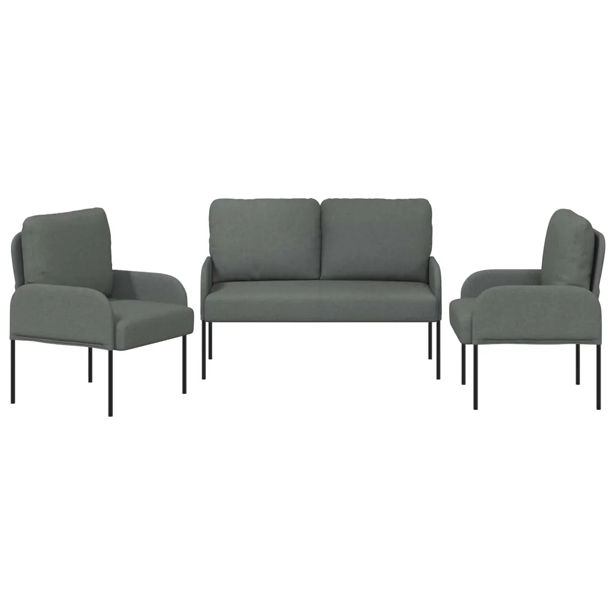 3-Piece Sofa Set Plywood Polyester 115 x 56 x 80 cm Dark Grey