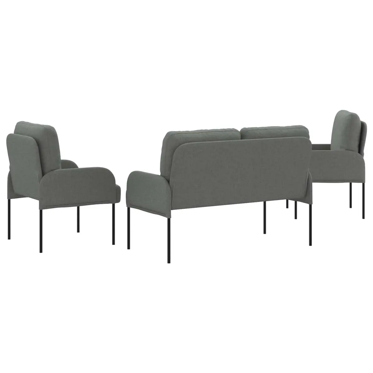 3-Piece Sofa Set Plywood Polyester 115 x 56 x 80 cm Dark Grey