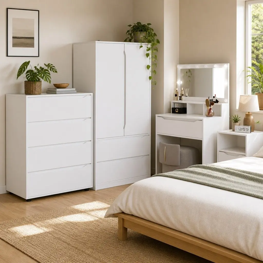 White Storage Cabinet 80x48x105cm for Home