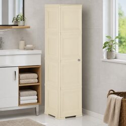 White Plastic Storage Cabinet 40x43x164cm for Home Office