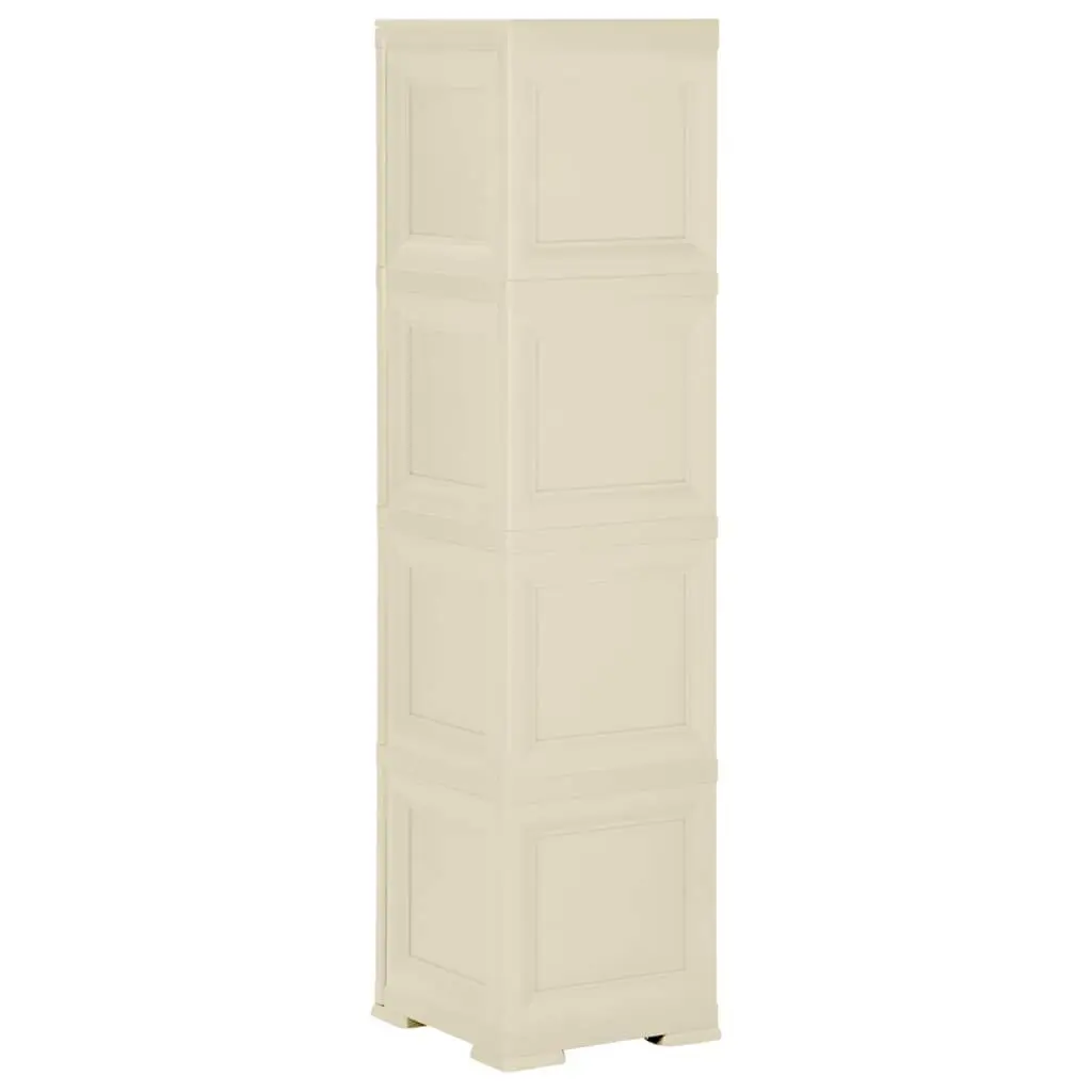 Plastic Storage Cabinet 40x43x164cm White Wood Design Home Office Organiser