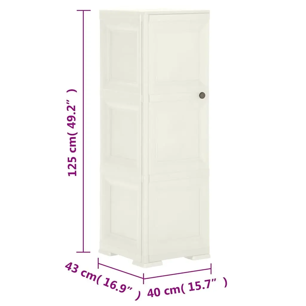 Cream Plastic Storage Cabinet 40x43x125cm
