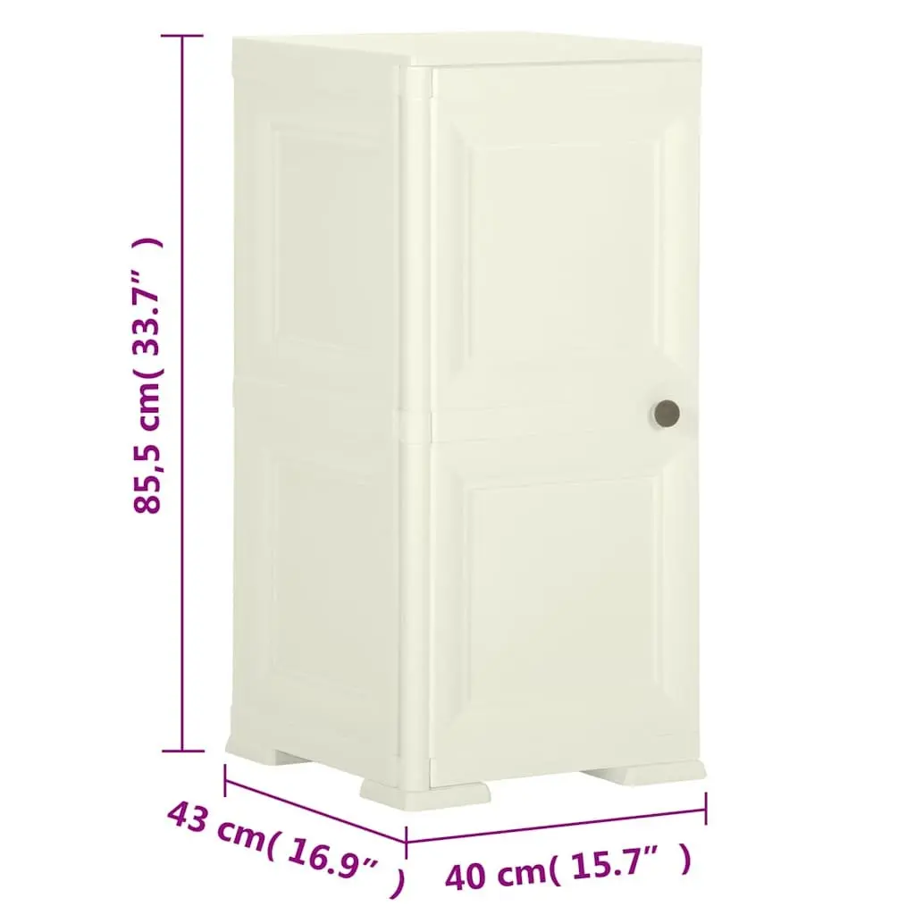 Plastic Storage Cabinet 40x43x85.5cm Cream Wood Design Home Office Organiser