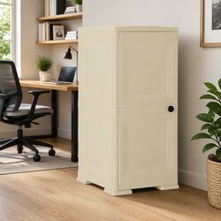 Durable White Plastic Storage Cabinet 40x43x85.5 cm