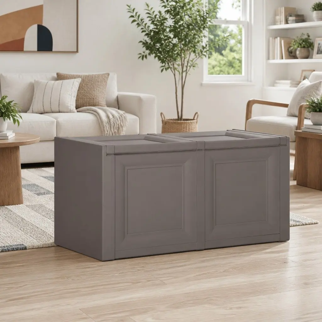 Grey Storage Cushion Box Bench Seat 86x40x42cm
