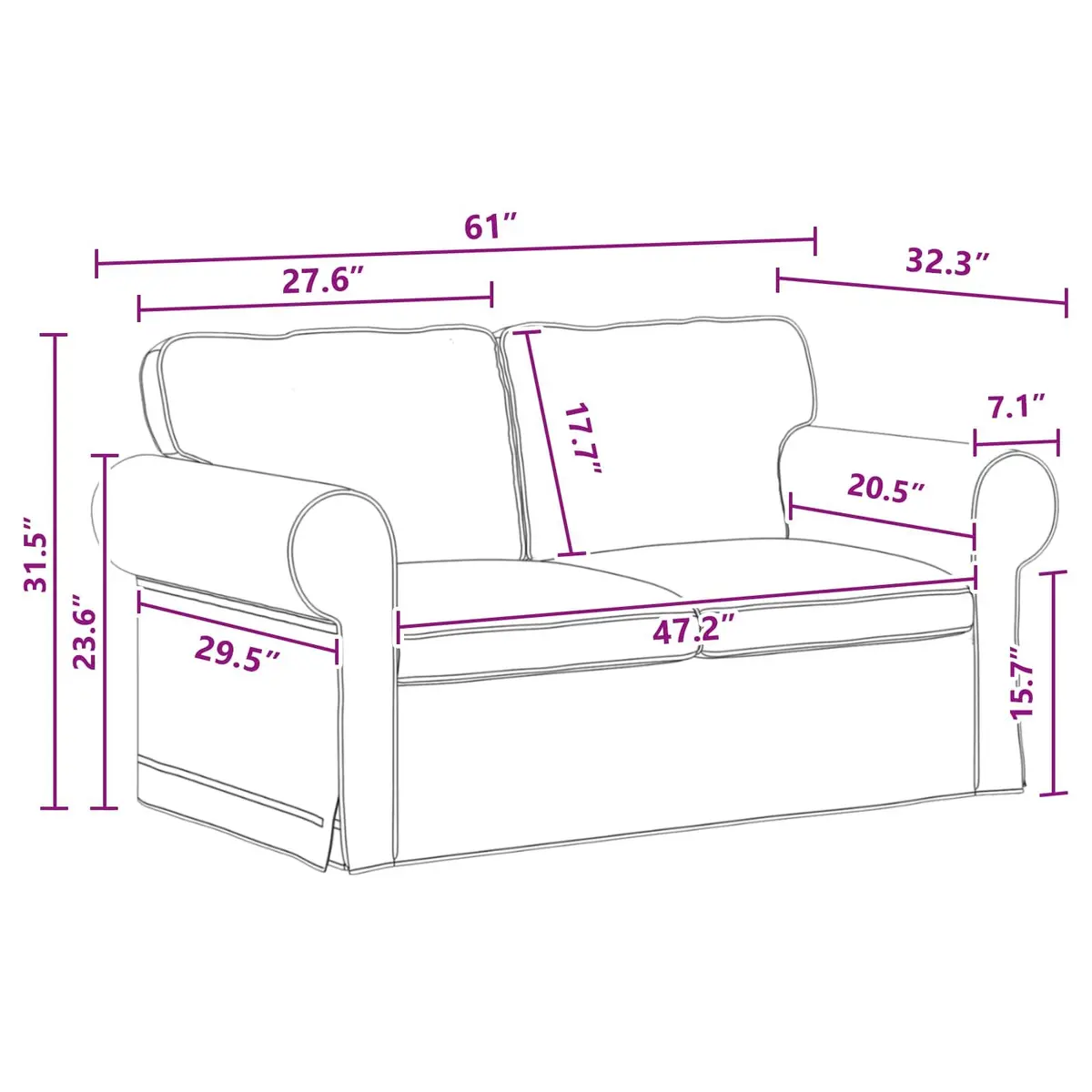 Sofa Set 2 Piece Modern Grey Fabric Living Room Furniture Contemporary Design