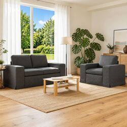 2-Piece Grey Modular Sofa Set with Durable Build