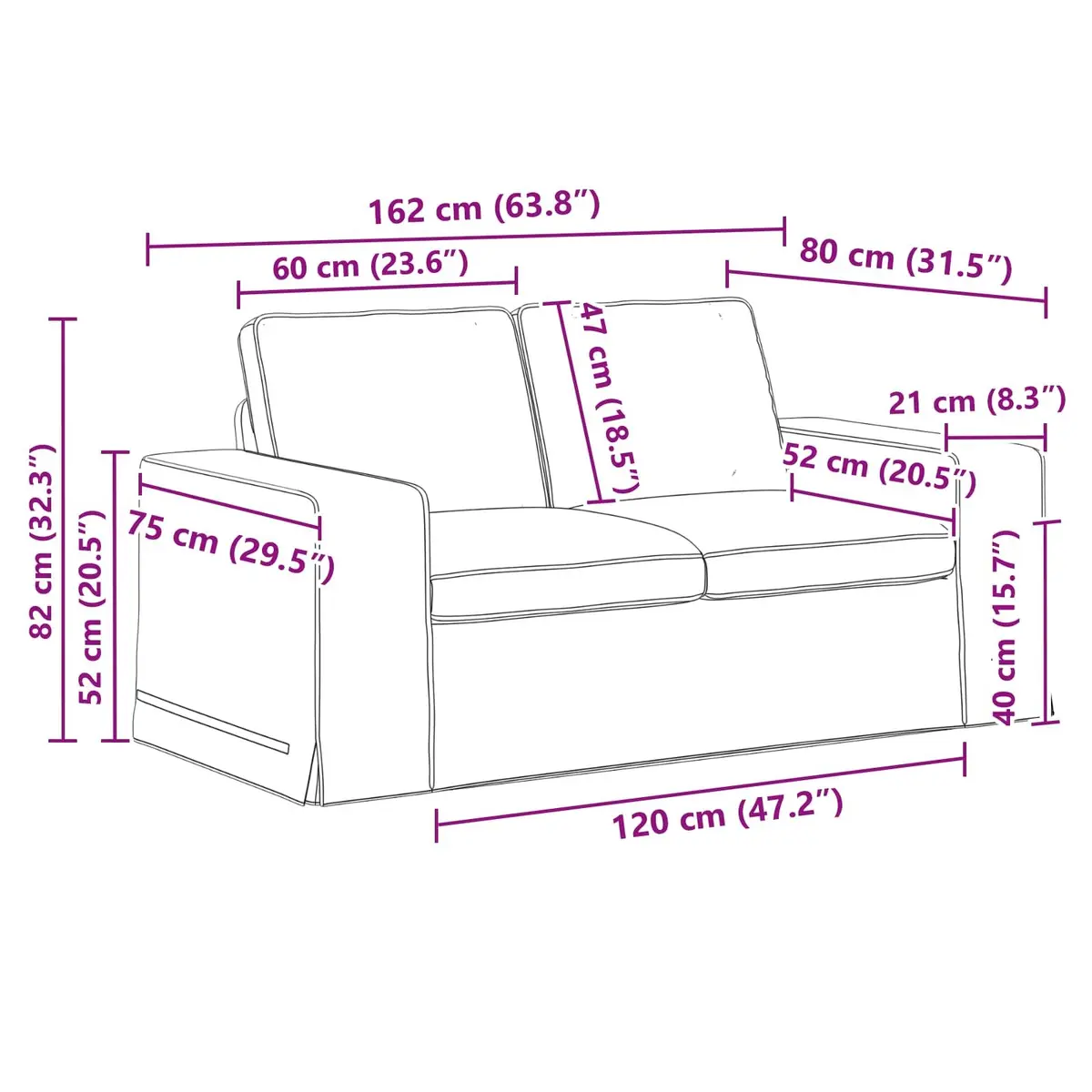 Sofa Set Fabric 2 Piece Grey Modular Sectional Couch