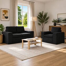 Stylish 2-Piece Black Modular Sofa Set for Modern Spaces