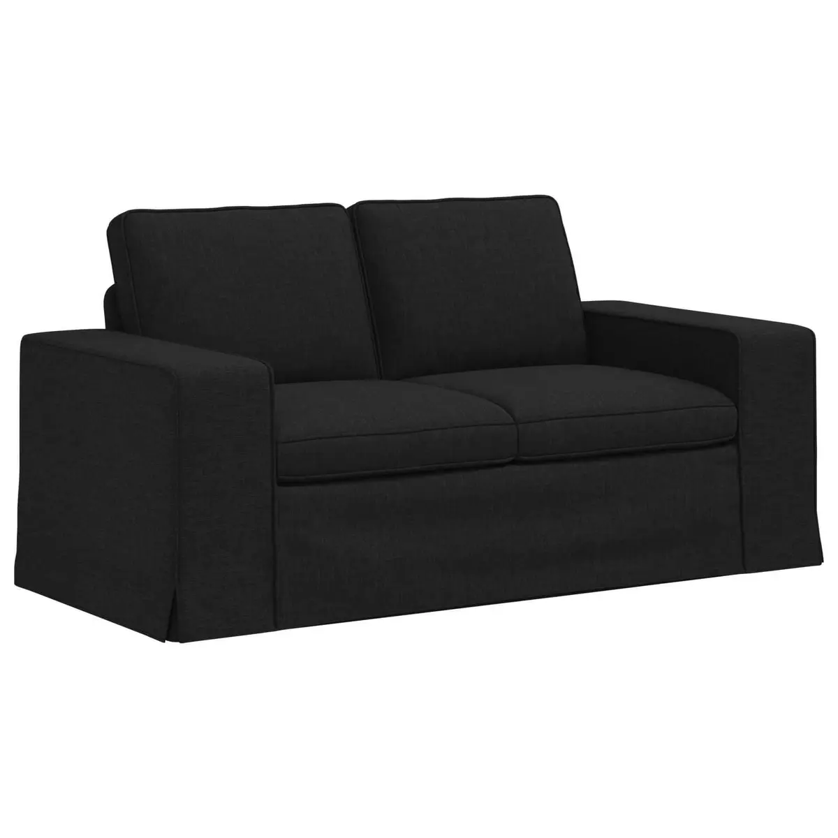 2-Piece Modular Fabric Sofa Set Black Modern Living Room Sectional Couch