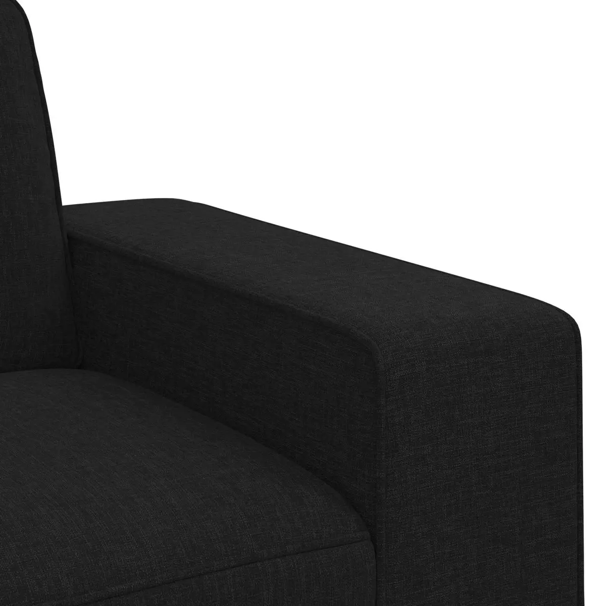 2-Piece Modular Fabric Sofa Set Black Modern Living Room Sectional Couch