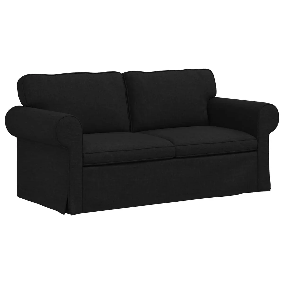 Black Fabric 2-Piece Modular Sofa Set