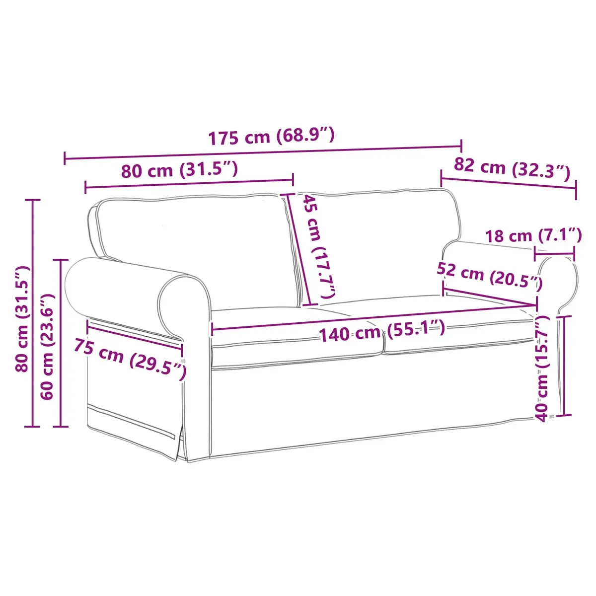 Black Fabric 2-Piece Modular Sofa Set