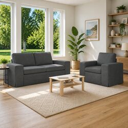 Contemporary Grey Modular Sofa Set for Stylish Living
