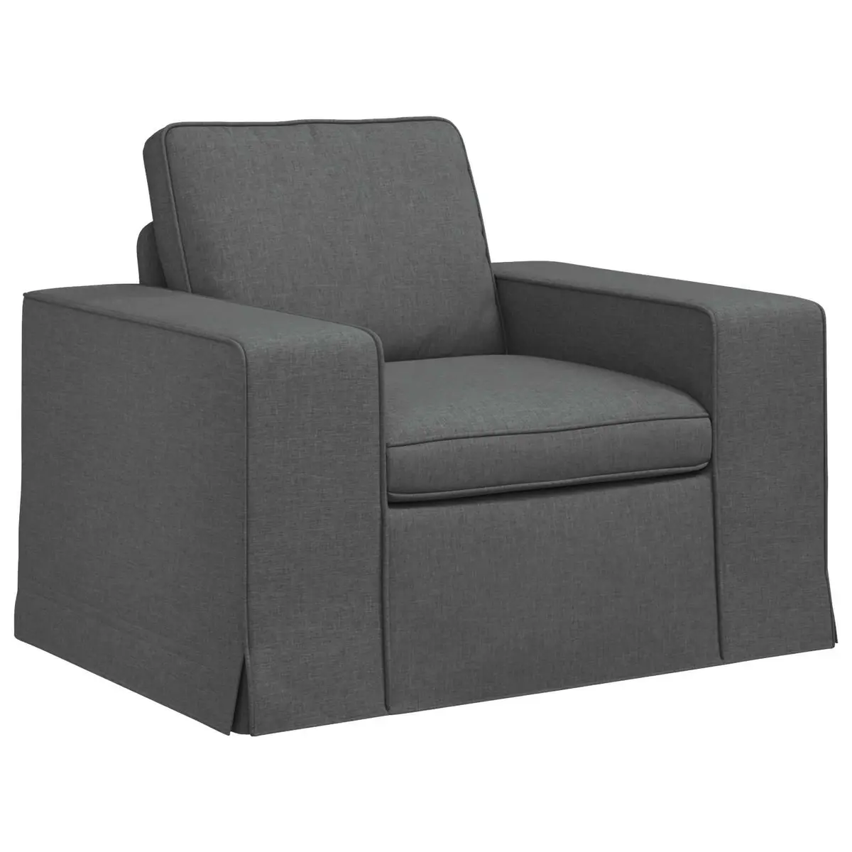 2-Piece Modular Sofa Set Grey Fabric Sectional Living Room Furniture