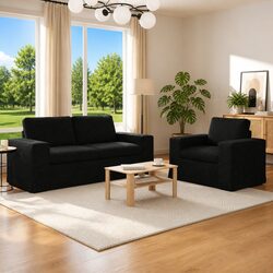 Black Modular Sectional Sofa Set – 2 Pieces