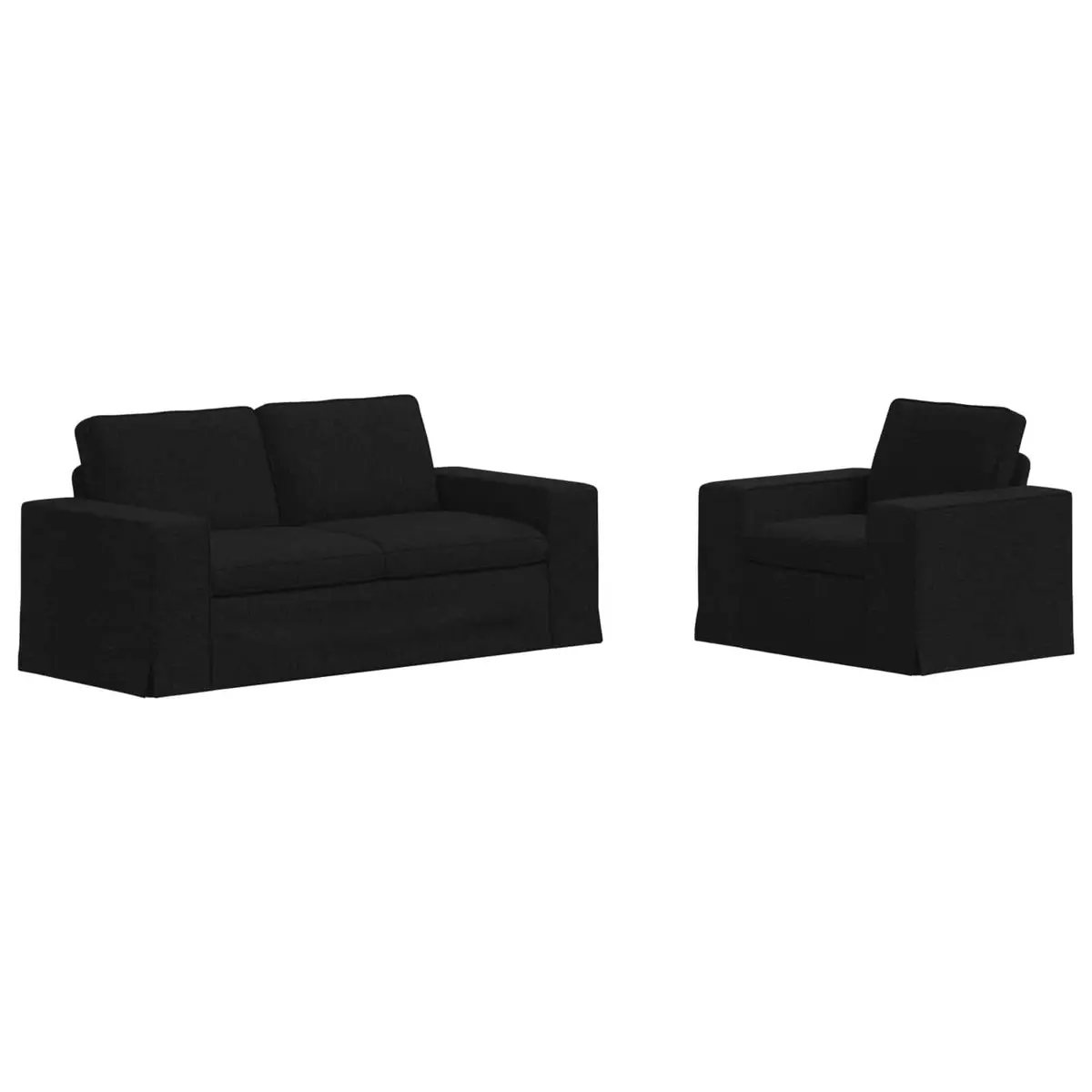 Sofa Set 2 pcs Black Modular Sectional Fabric Couch Living Room Furniture