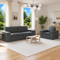 Sturdy 2-Piece Grey Sectional Sofa with Armrests