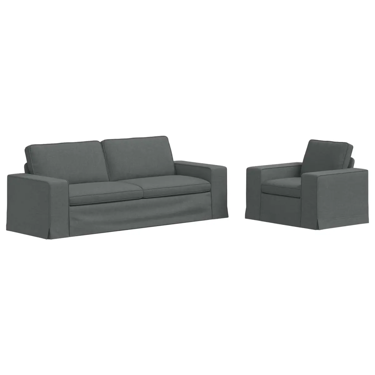 2-Piece Grey Sectional Sofa with Armrests