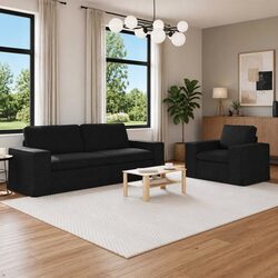 Black Modular Sectional Sofa Set 2 pcs for Modern Living