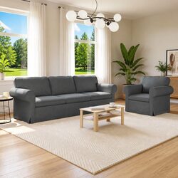 Grey Fabric Modular Sofa Set 2 pcs for Modern Living