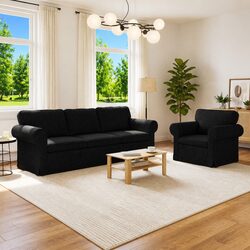Black Modular Sofa Set 2 Pieces - Durable Living Room Furniture