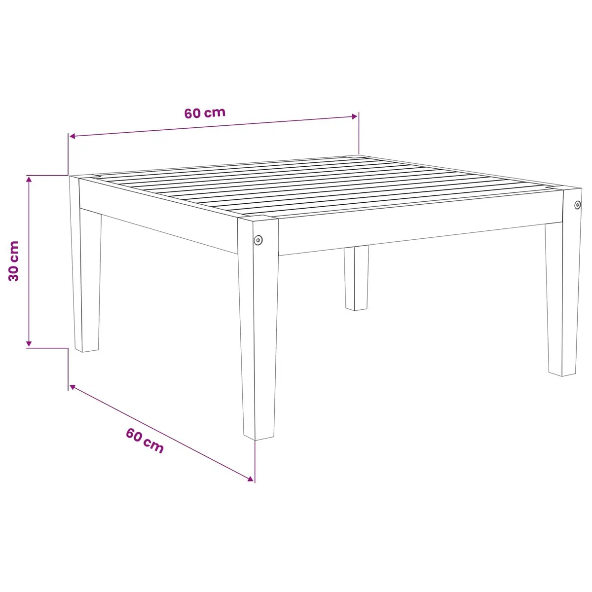 Garden Table Acacia Wood 60x60x30cm Brown