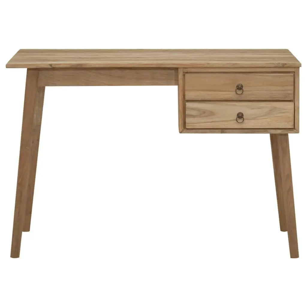 Brown Office Writing Table with 2 Drawers in Solid Wood