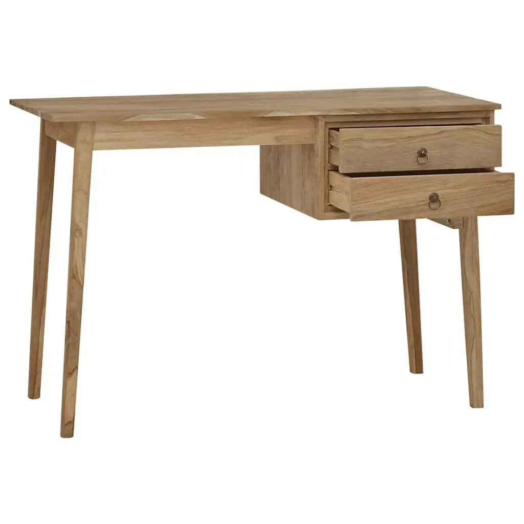 Brown Office Writing Table with 2 Drawers in Solid Wood